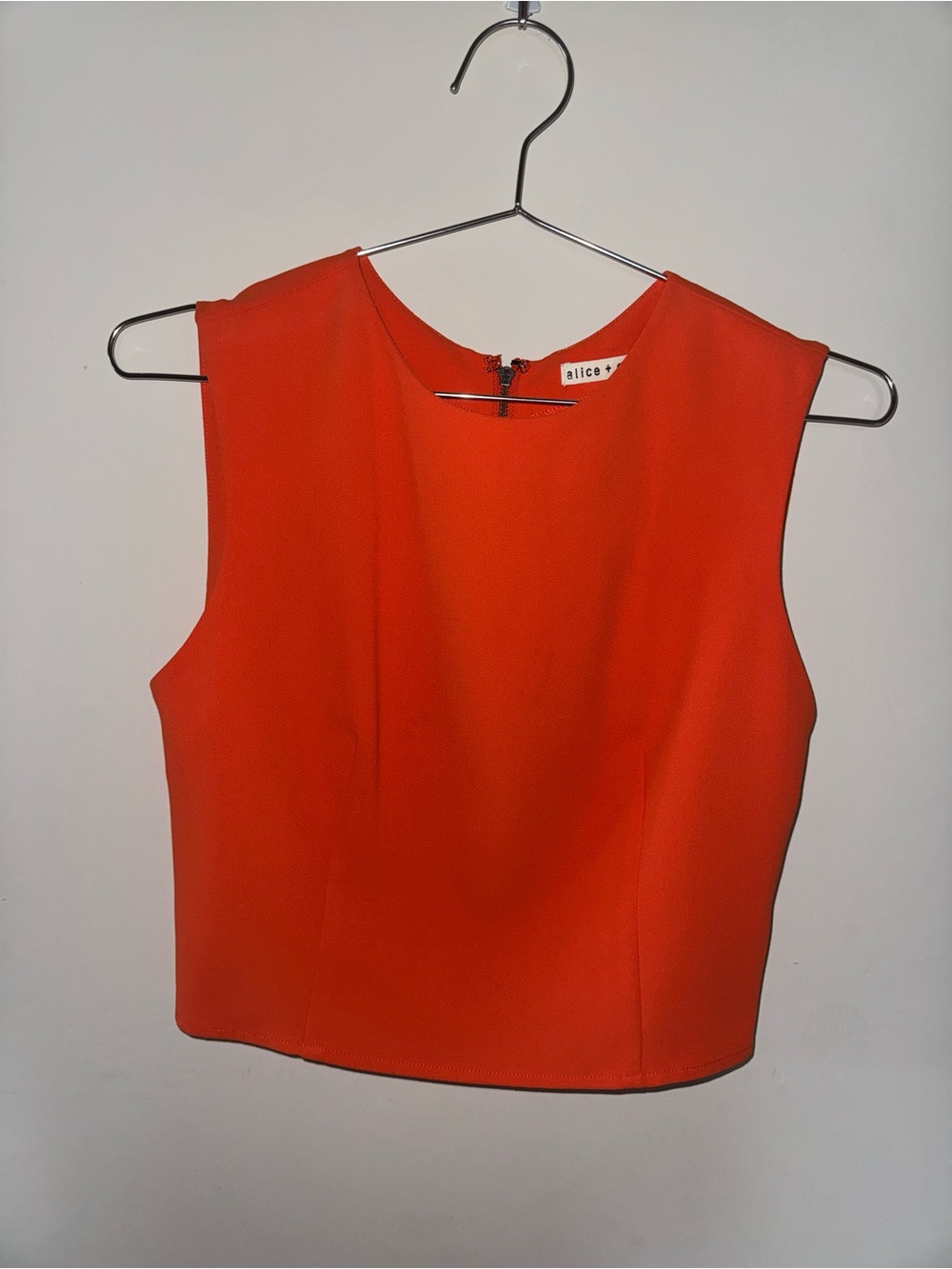 Alice + Olivia Vibrant Orange Sleeveless Crop Top